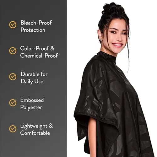 Betty Dain Zephyr Bleach-Proof Styling Cape 45" x 60" Black | Waterproof & Colorproof thumbnail 3