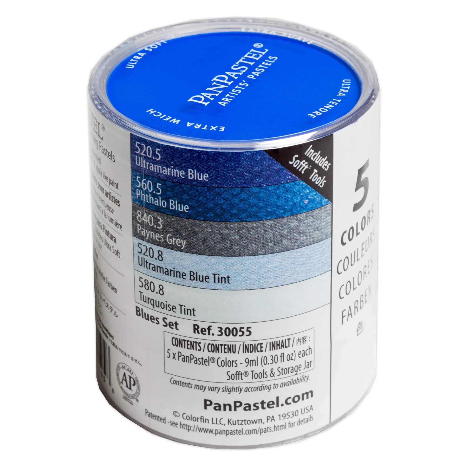 PanPastel Artist Pastels Blues Set 9ml Pans (5 Colors) | Professional Artist Pastels, Unique Pan Format — Multicolor