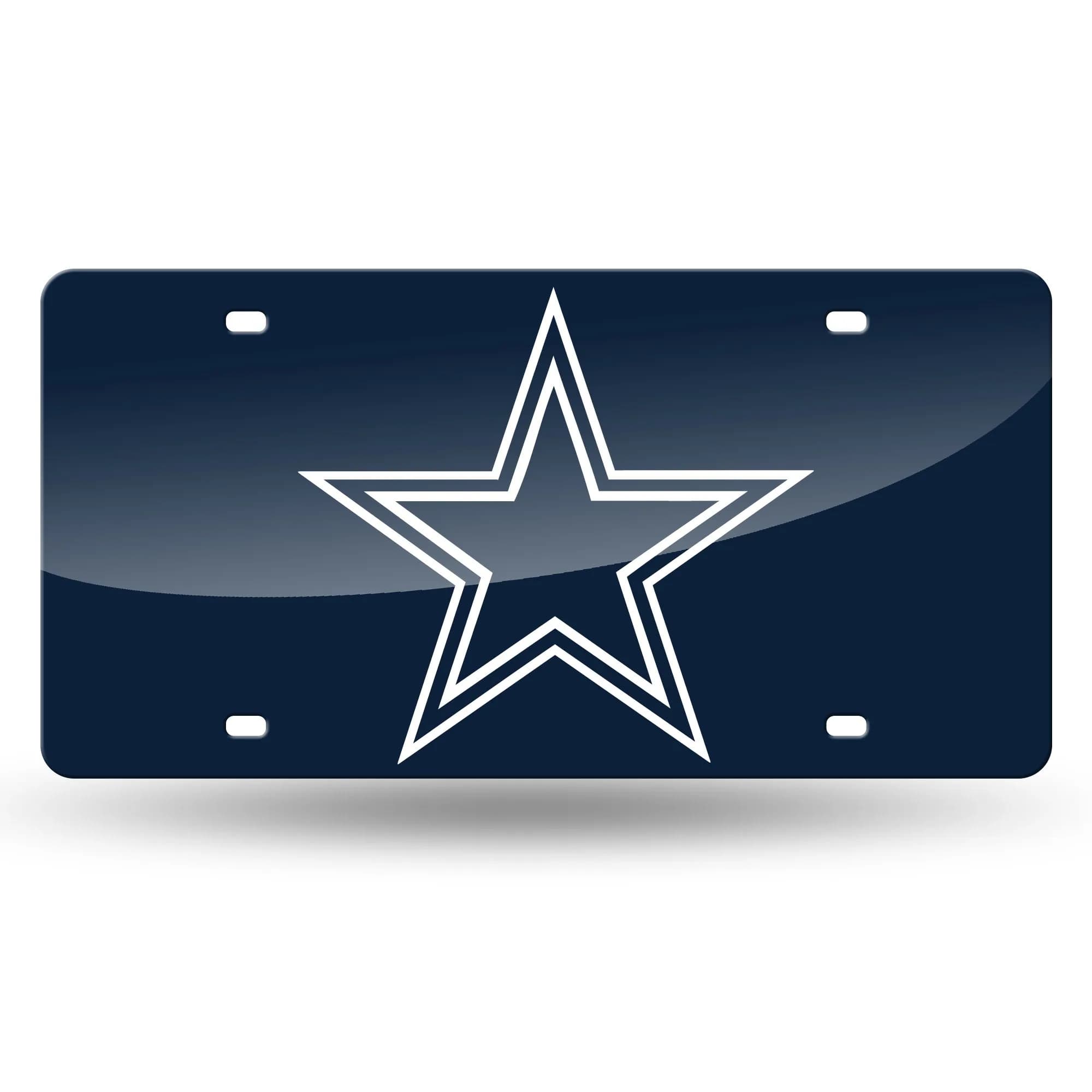 Rico Industries NFL Dallas Cowboys Laser Inlaid Metal License Plate Tag, 6 x 12" | Officially licensed team decor - main product image