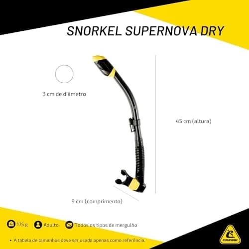 CRESSI Supernova Dry Snorkel Clear/Grey | Wide Elliptical Bore for Easy Breathing thumbnail 5