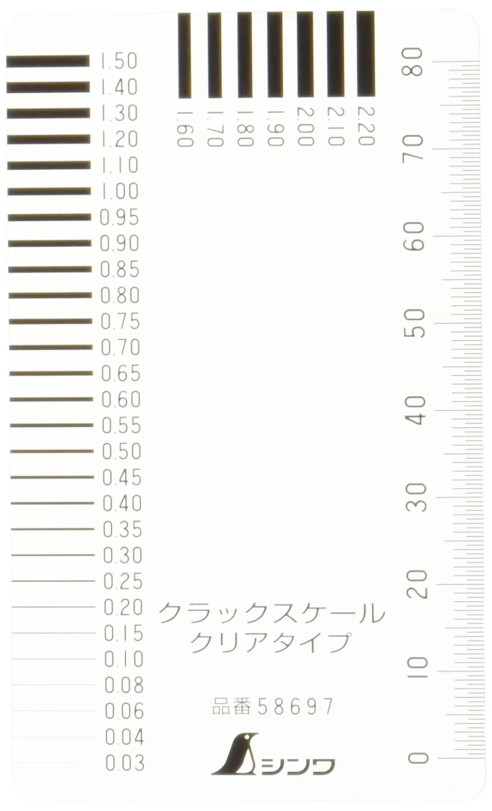 Shinwa Sokutei Crack Scale Clear Type Ruler 9.1 cm (3.6 in) | Precision Measurement for Concrete Cracks — Clear