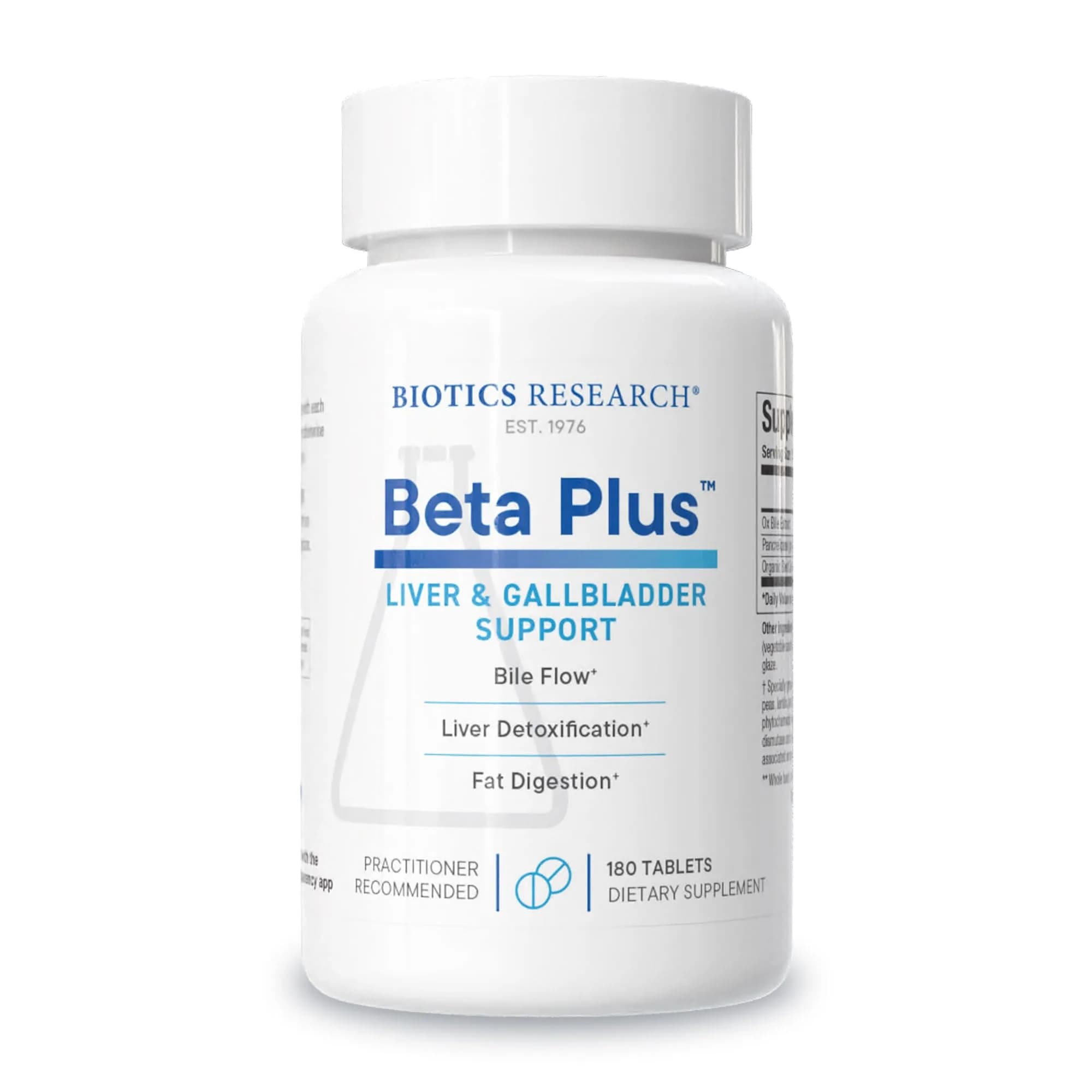 BIOTICS RESEARCH Beta-Plus™ Nutritional Ox Bile Salts 180 Tablets | Supports Fat Digestion & Liver Function
