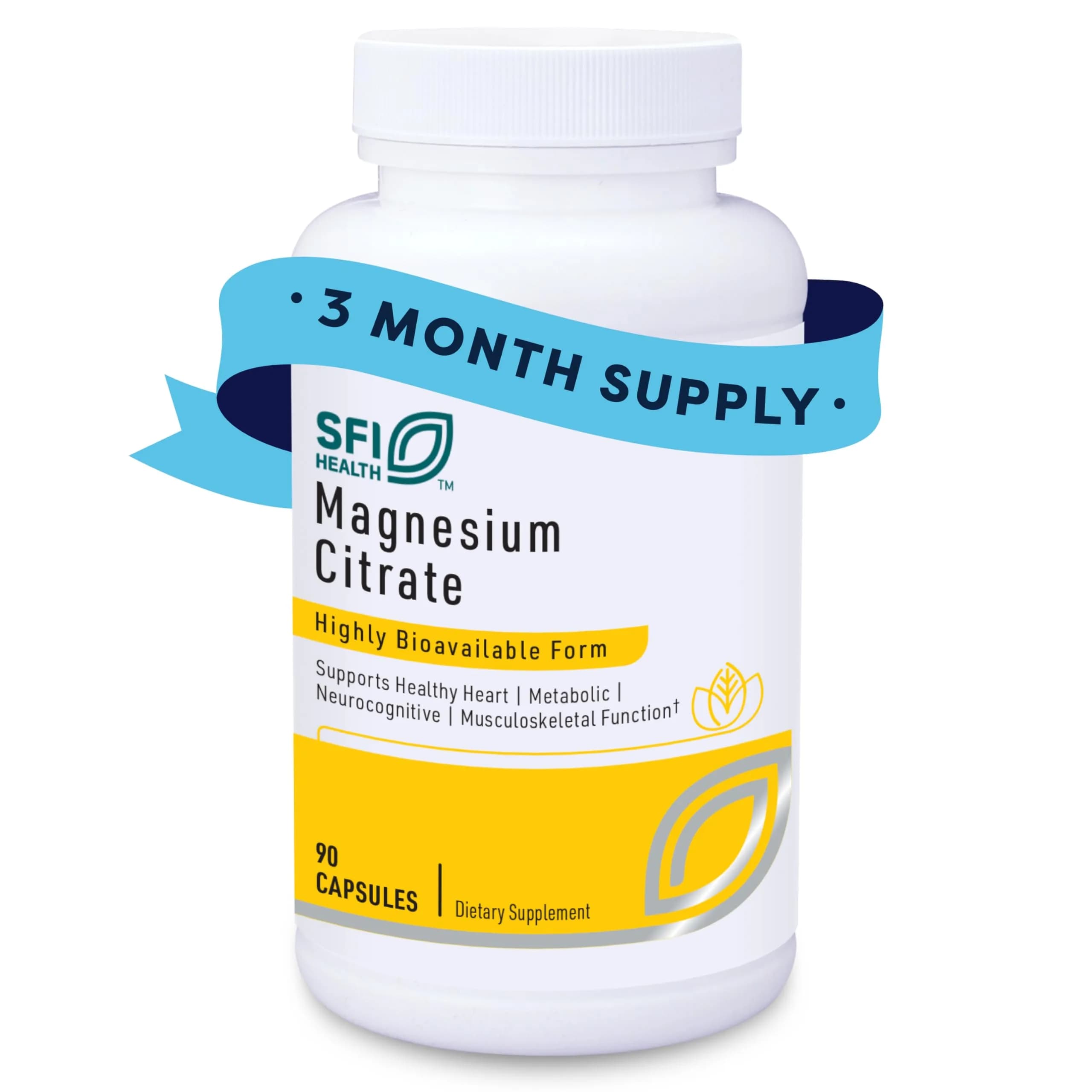 SFI Health Magnesium Citrate Supplement 90 Capsules | Readily Soluble, Supports Energy & Bone Health