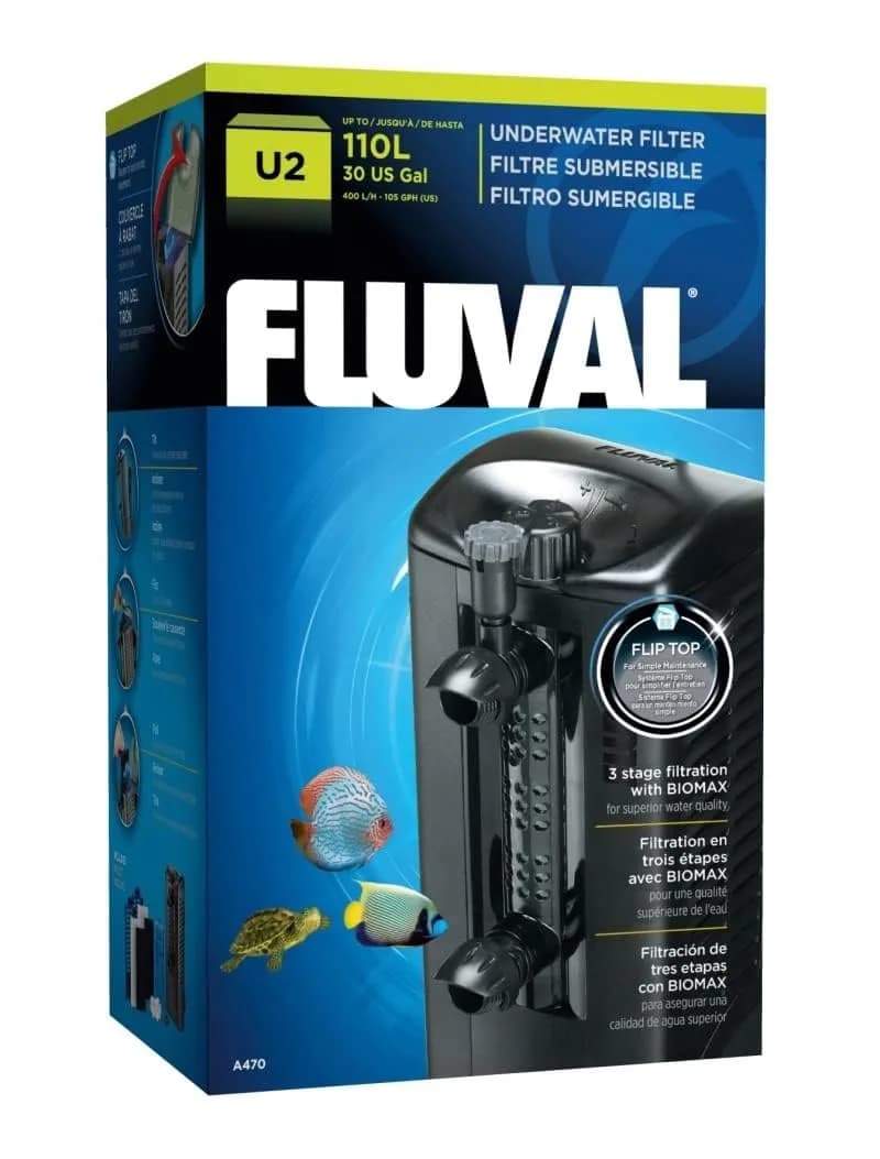 Fluval U2 Underwater Filter | 3-Stage Biological & Mechanical Filtration for Aquariums — Black / U2