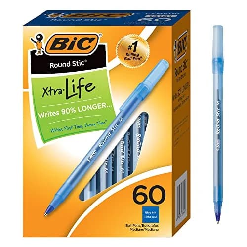 BIC Round Stic Xtra Life Ballpoint Pens 60-Count Blue Ink | Smooth Ink Flow for Students & Office thumbnail 1