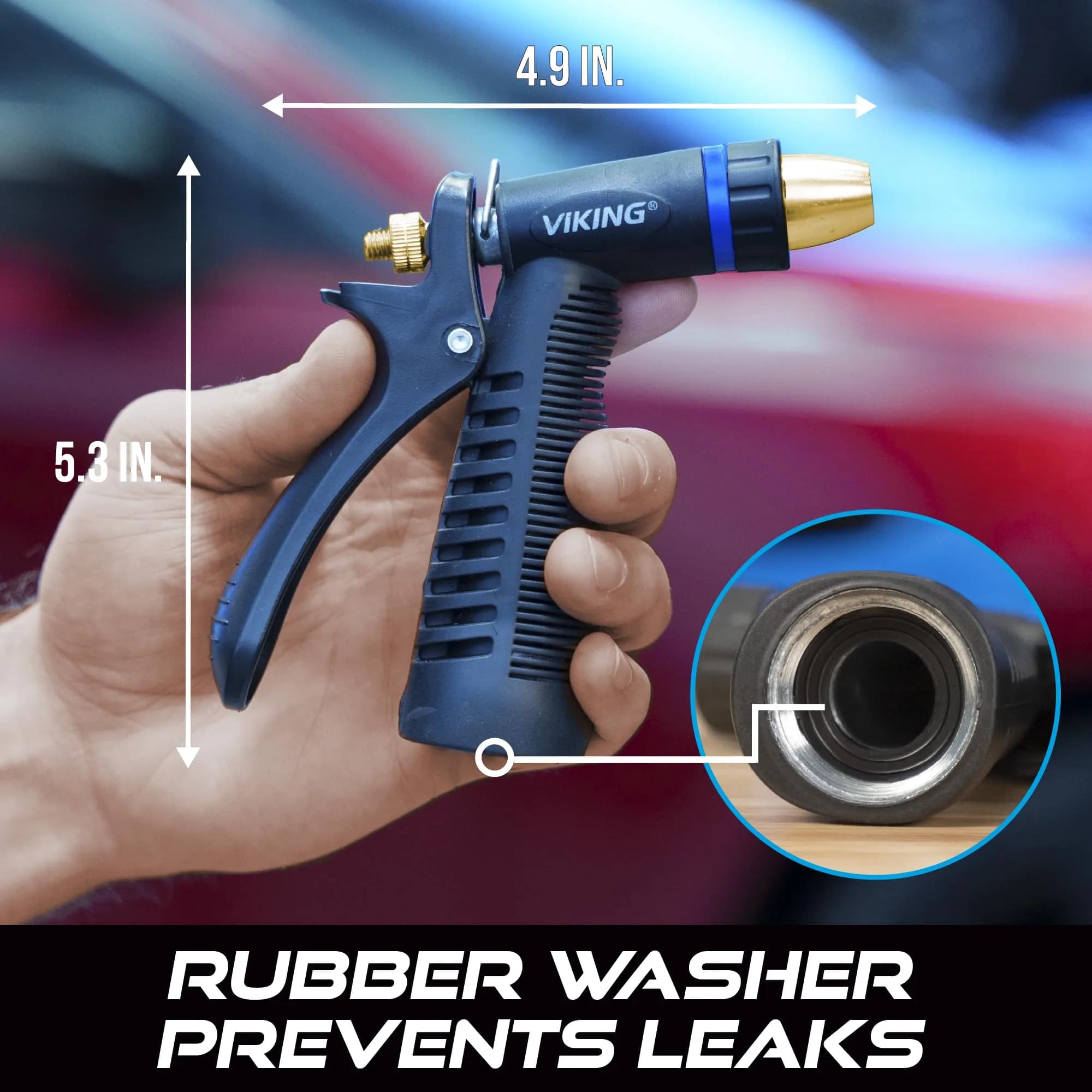 VIKING Heavy Duty Hose Nozzle with Rubberized Handle | Adjustable Water Control for Cars, Home, and Garden - view 6