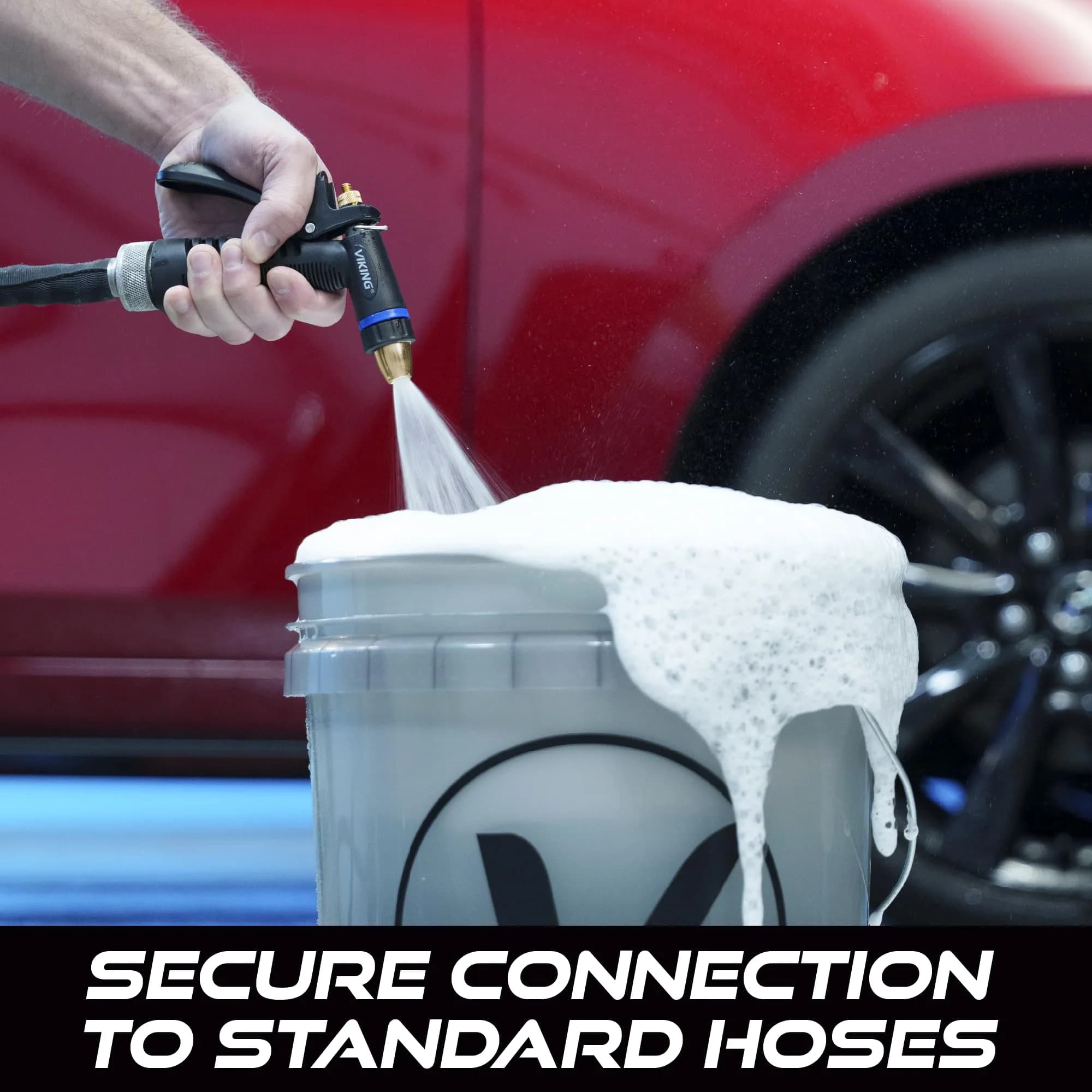 VIKING Heavy Duty Hose Nozzle with Rubberized Handle | Adjustable Water Control for Cars, Home, and Garden - view 4