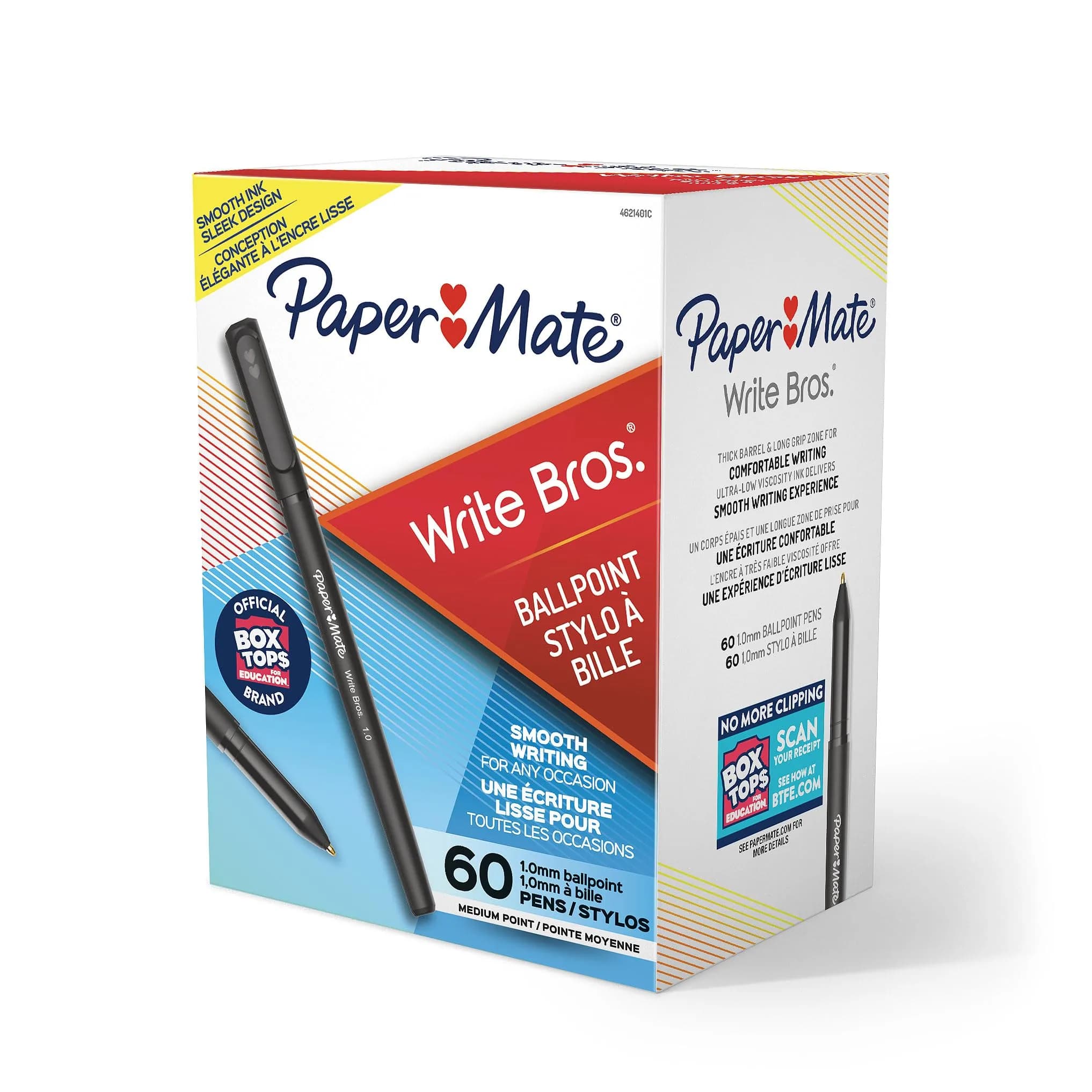 Paper Mate Write Bros. Ballpoint Pens, Black Ink, Medium Point (1.0mm), 60 Count | Smooth Writing Bulk Pack — Black