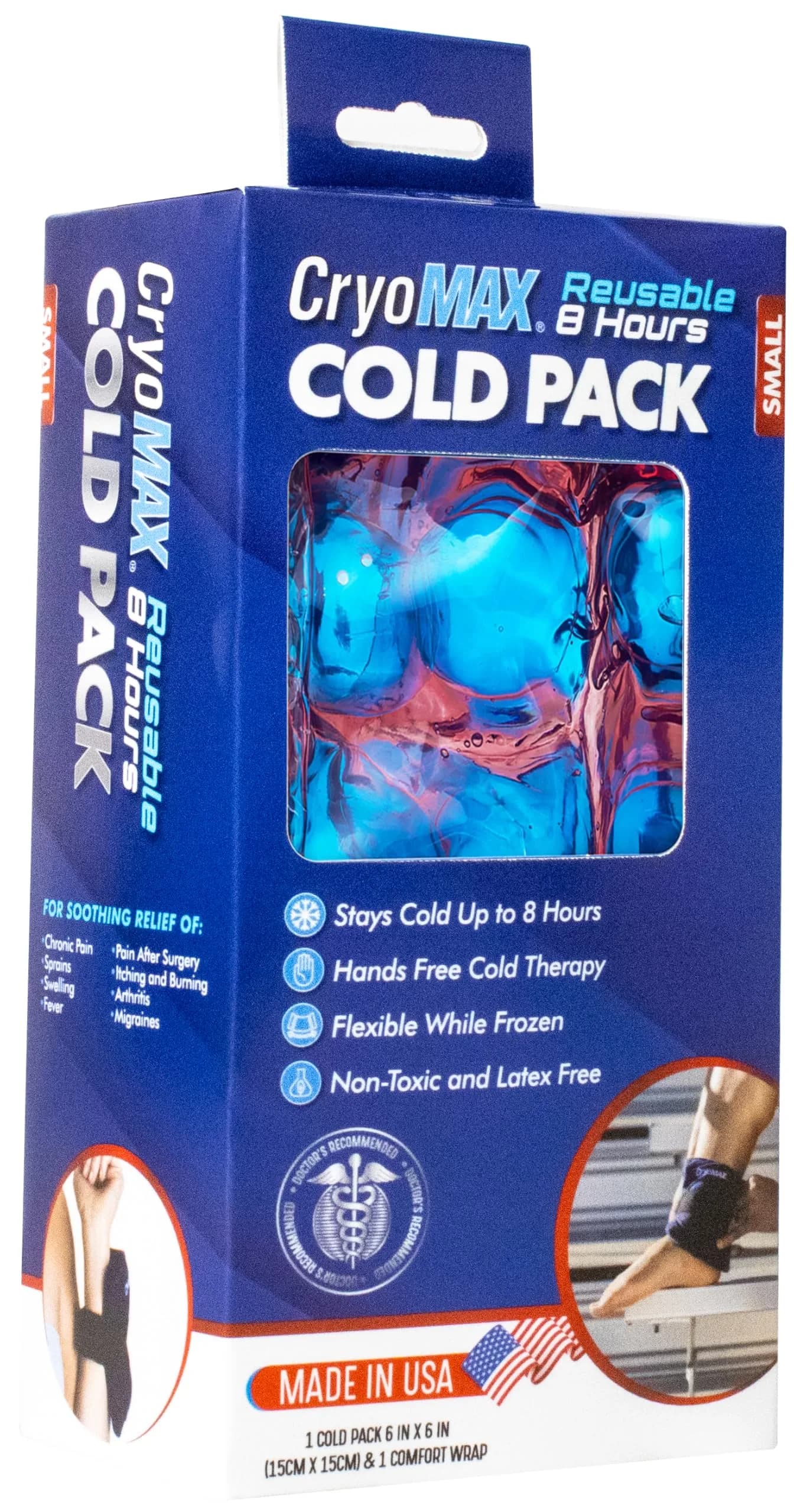Cryo-MAX Reusable Cold Pack, Small 15cm x 15cm (6"x 6") - Pack of 2 | 8 Hour Cold Therapy - view 2