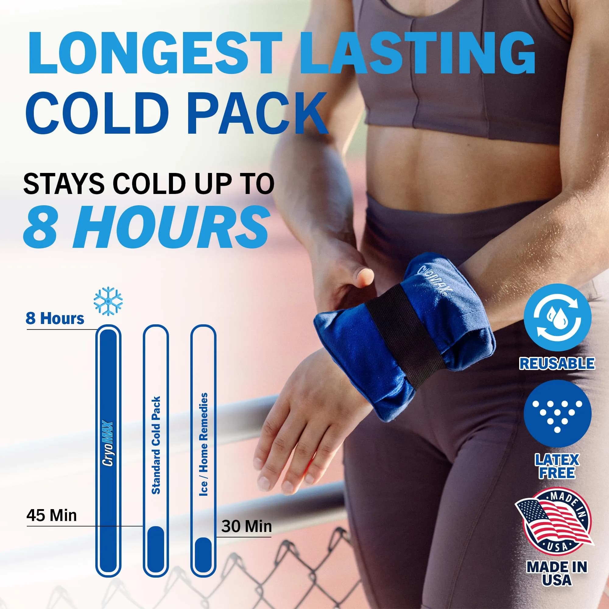 Cryo-MAX Reusable Cold Pack, Small 15cm x 15cm (6"x 6") - Pack of 2 | 8 Hour Cold Therapy - view 3