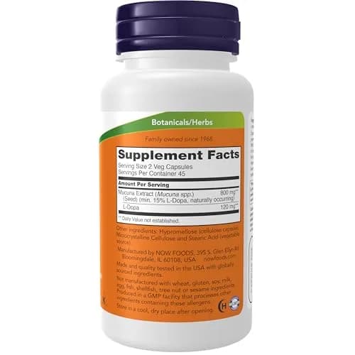 NOW DOPA Mucuna 90 Veg Caps | Standardized 15% L-Dopa for Dopamine Support thumbnail 2