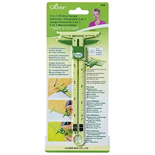 Clover 9506 5 in 1 Sliding Gauge with Nancy Zieman | Sewing & Craft Tool Adjustable 9.13 x 4 in thumbnail 1