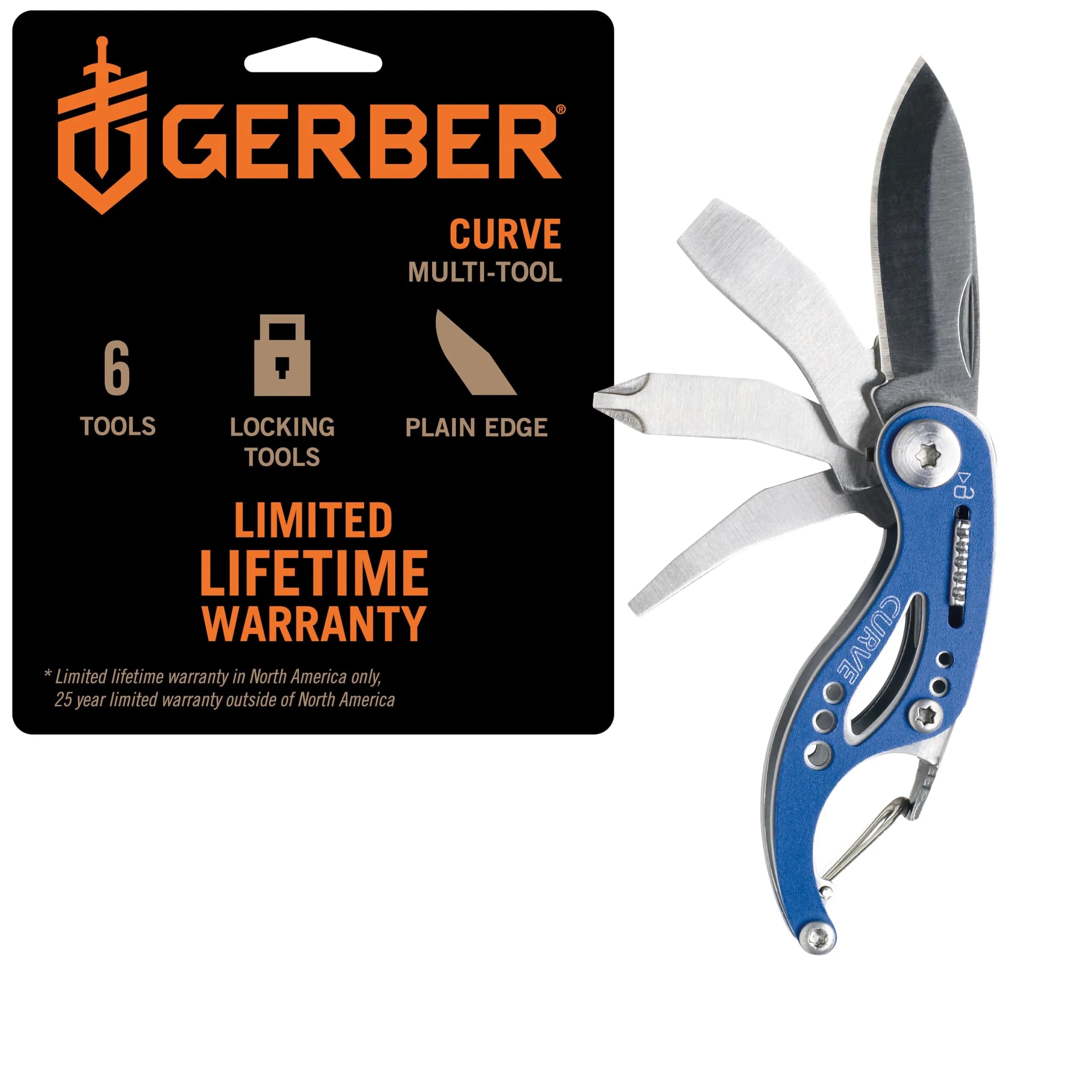 Gerber Gear Curve EDC Multitool 6-in-1 Pocket Knife Keychain with Pocket Screwdriver, Blue | 2.25" Closed Length — Blue