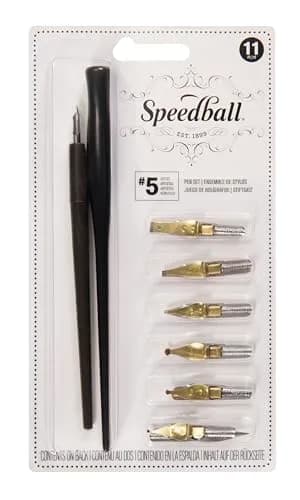 Speedball No. 5 Artists Pen Set - 2 Penholders & 8 Nibs | Calligraphy, Lettering, Sketching thumbnail 1