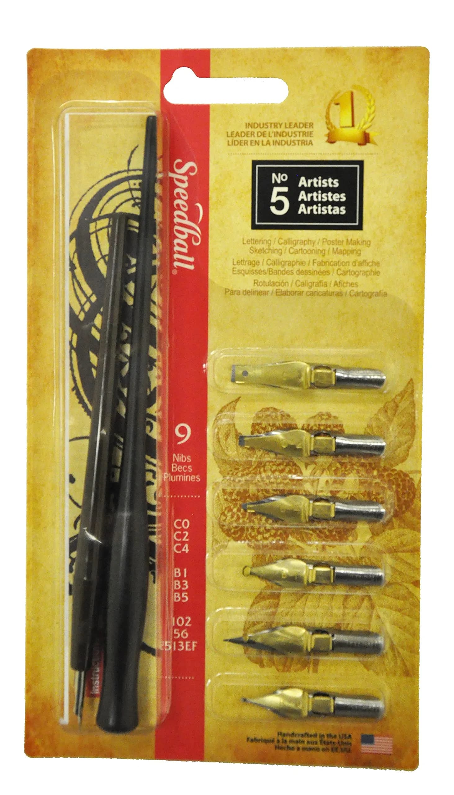 Speedball No. 5 Artists Pen Set - 2 Penholders & 8 Nibs | Calligraphy, Lettering, Sketching - view 3