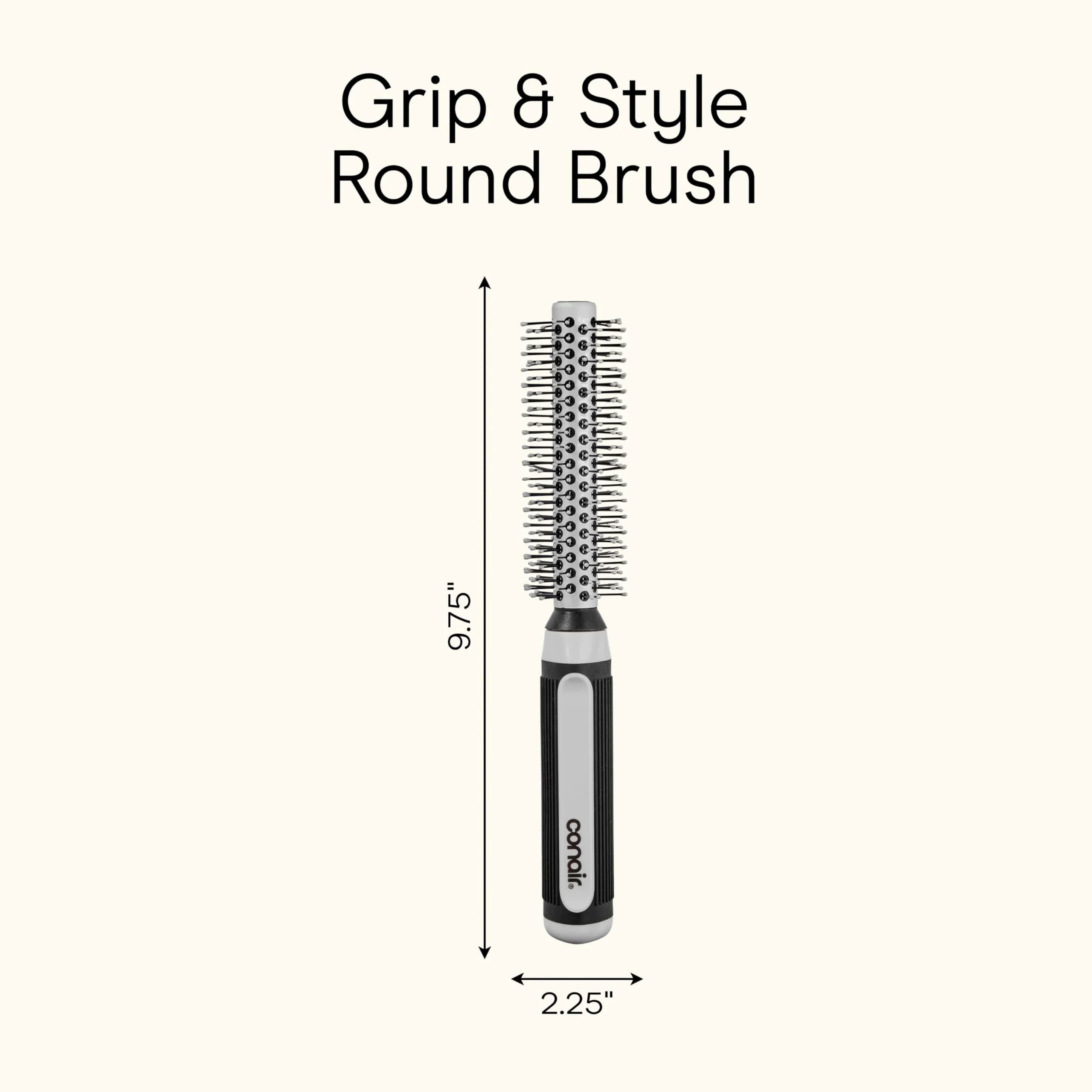 Conair Grip & Style Metal Round Brush, Nylon Bristle Hair Brush for Blowout Styling, For Short Hair Lengths, 1.375 inch Barrel - view 9