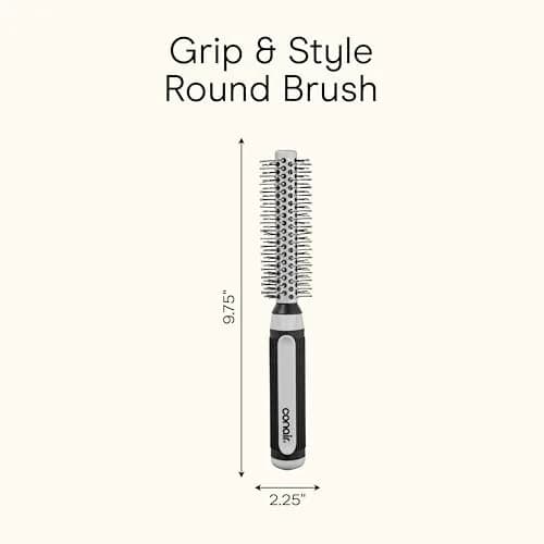 Conair Grip & Style Metal Round Brush, Nylon Bristle Hair Brush for Blowout Styling, For Short Hair Lengths, 1.375 inch Barrel thumbnail 9