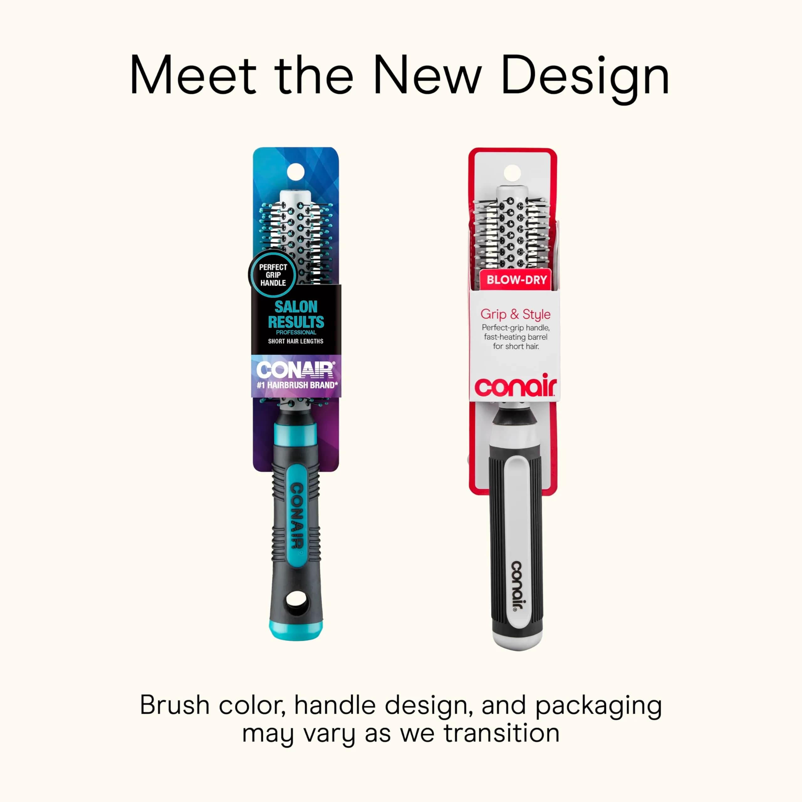 Conair Grip & Style Metal Round Brush, Nylon Bristle Hair Brush for Blowout Styling, For Short Hair Lengths, 1.375 inch Barrel - view 2
