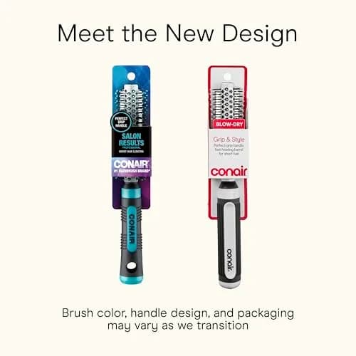 Conair Grip & Style Metal Round Brush, Nylon Bristle Hair Brush for Blowout Styling, For Short Hair Lengths, 1.375 inch Barrel thumbnail 2