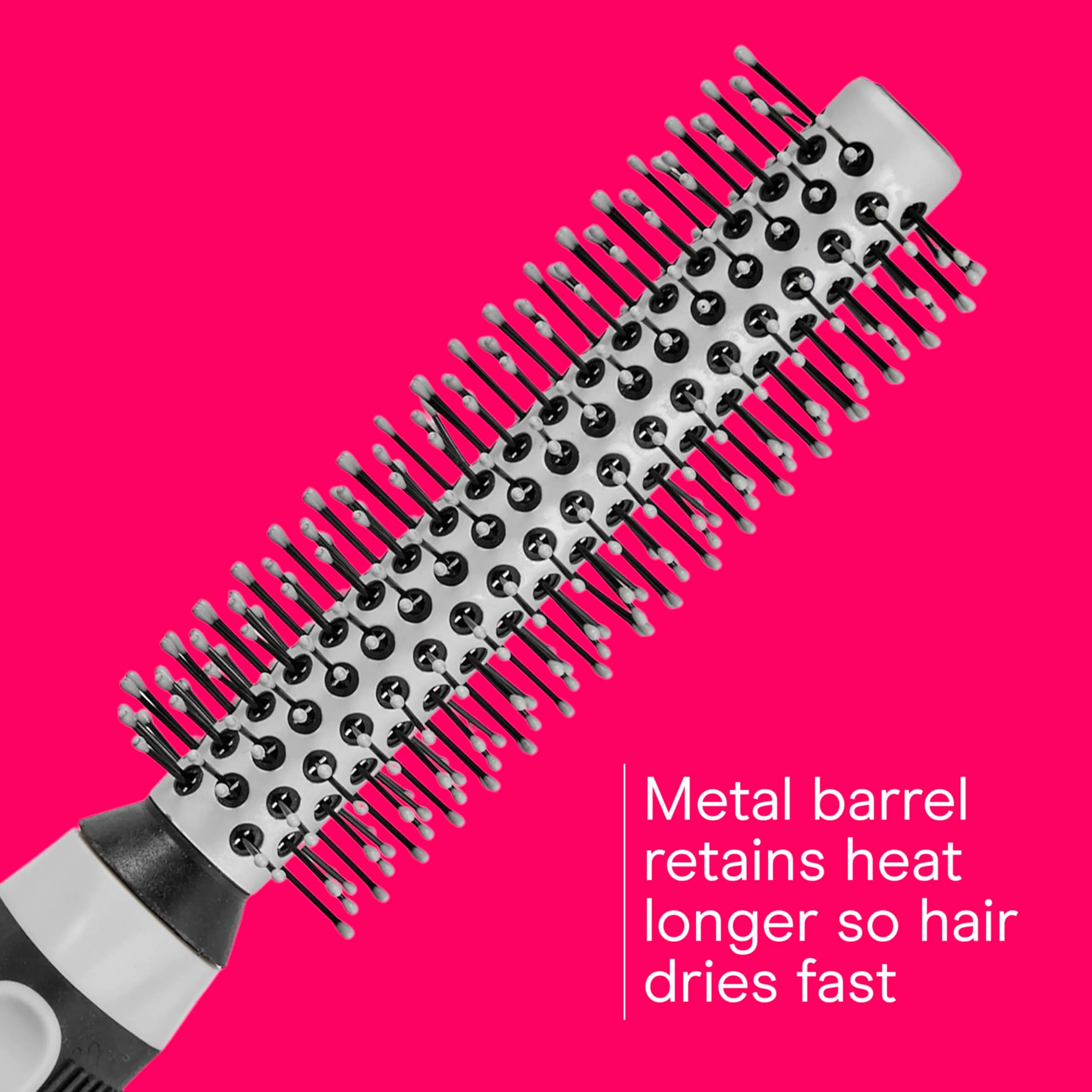 Conair Grip & Style Metal Round Brush, Nylon Bristle Hair Brush for Blowout Styling, For Short Hair Lengths, 1.375 inch Barrel - view 4