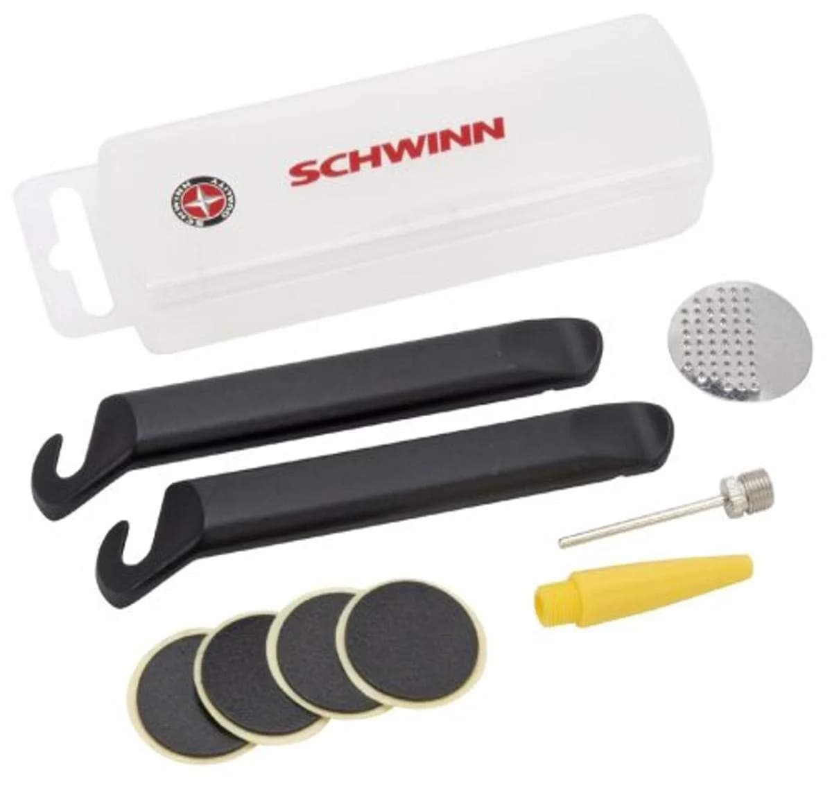 Schwinn Deluxe Bike Tube Repair Kit | Multi-Purpose Bicycle Repair Tool, Portable & Easy-to-Carry — Black