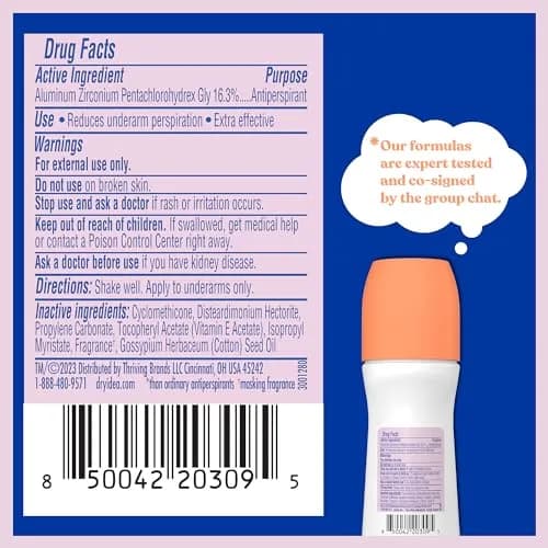 Dry Idea Unscented Roll-On Deodorant & Antiperspirant for Women 96ml (3.25 Fl Oz) | 72-Hour Odor Protection thumbnail 5