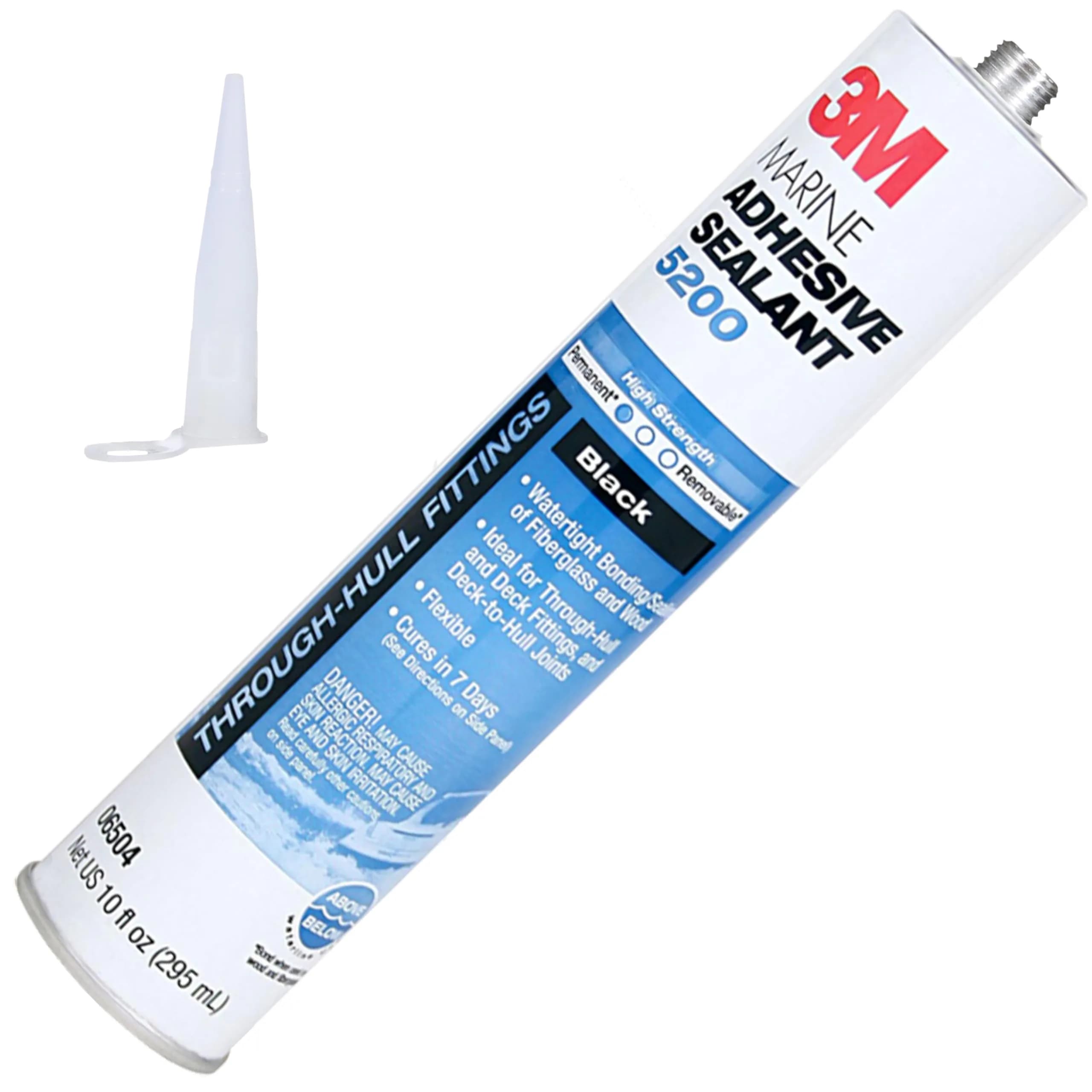 3M Marine Adhesive Sealant 5200 White 10 fl oz (295 ml) | Permanent Bonding for Boats and RVs — Black