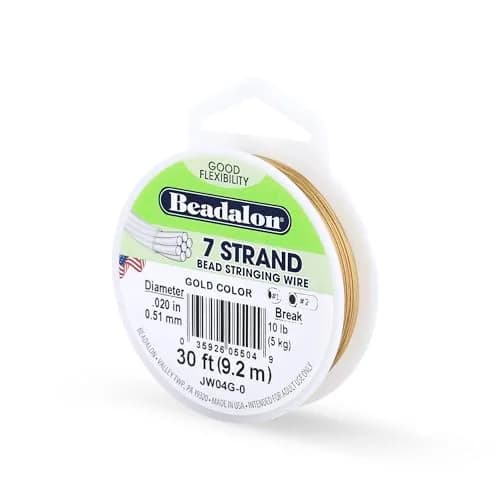 Beadalon 7-Strand Stainless Steel Beading Wire, 0.51 mm (0.020 in) Gold, 9.2 m (30 ft) | USA-Sourced for Durable Jewelry Making thumbnail 1