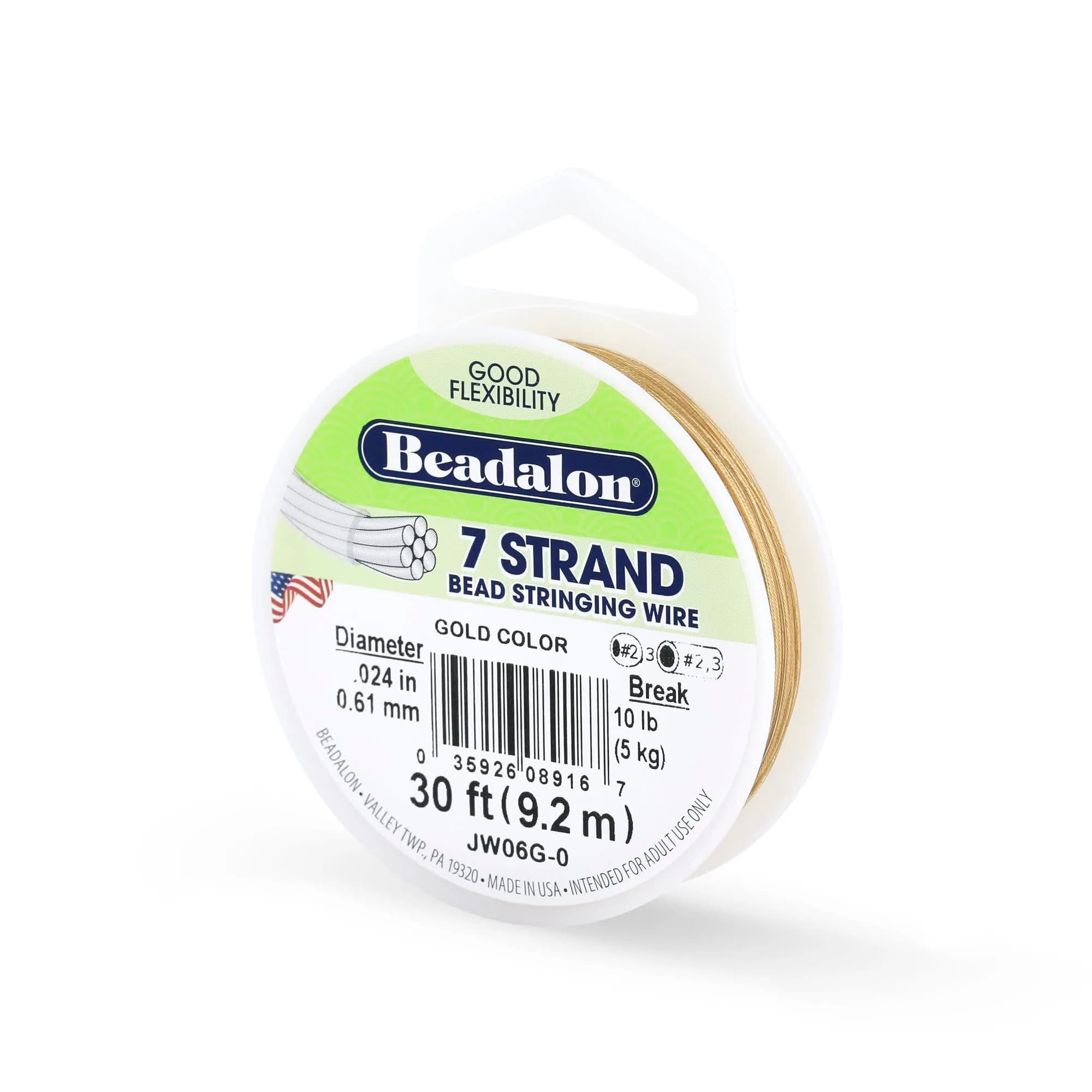 Beadalon 7-Strand Gold Stainless Steel Beading Wire, 0.61 mm (0.024 in) - main product image