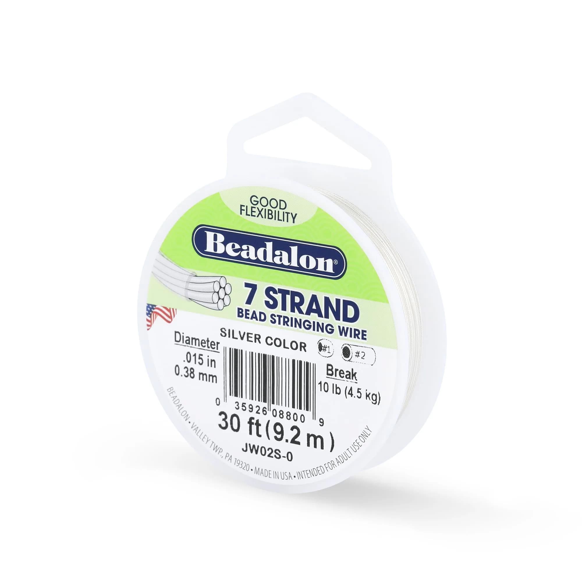 Beadalon 7-Strand Stainless Steel Beading Wire, 0.38mm - Silver | Jewelry Making - main product image