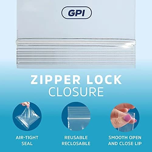 GPI 5" x 8" Zip Bags | 1000 Pack, 2 Mil, Reclosable, for Storage & Packaging thumbnail 7