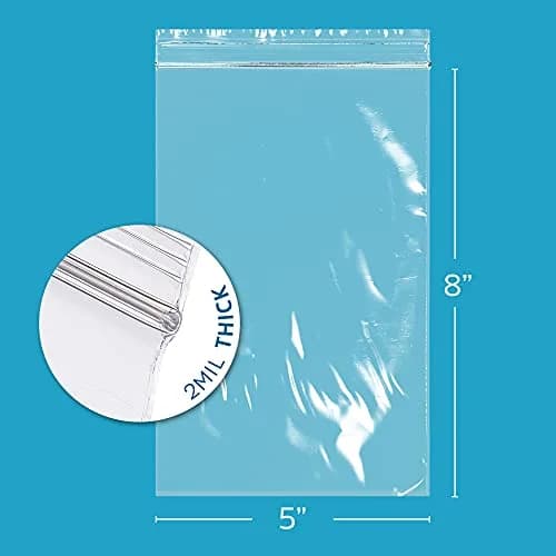 GPI 5" x 8" Zip Bags | 1000 Pack, 2 Mil, Reclosable, for Storage & Packaging thumbnail 2