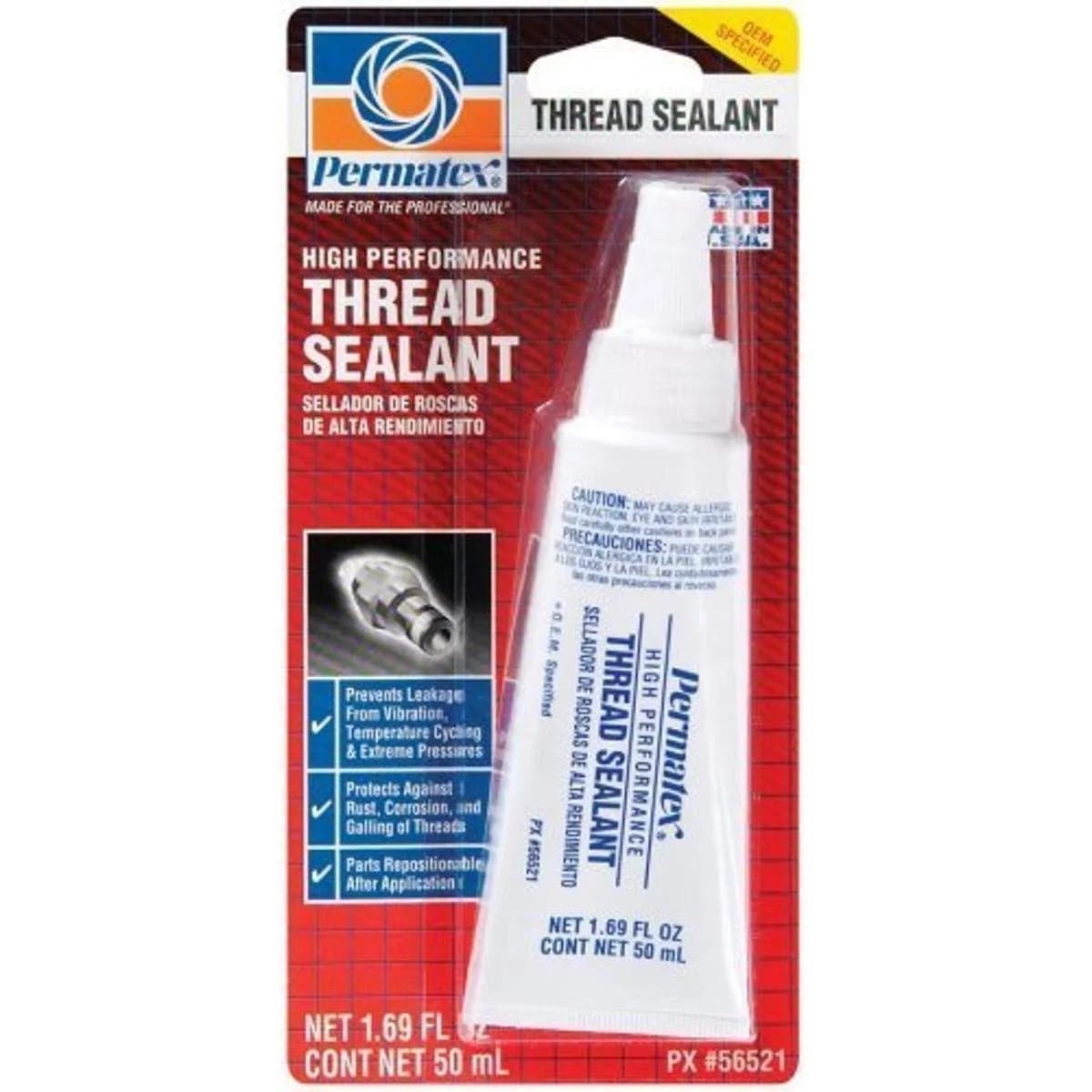 Permatex High Performance Thread Sealant 50ml (6-Pack) | Seals up to 1000 PSI, Resists 300°F - main product image