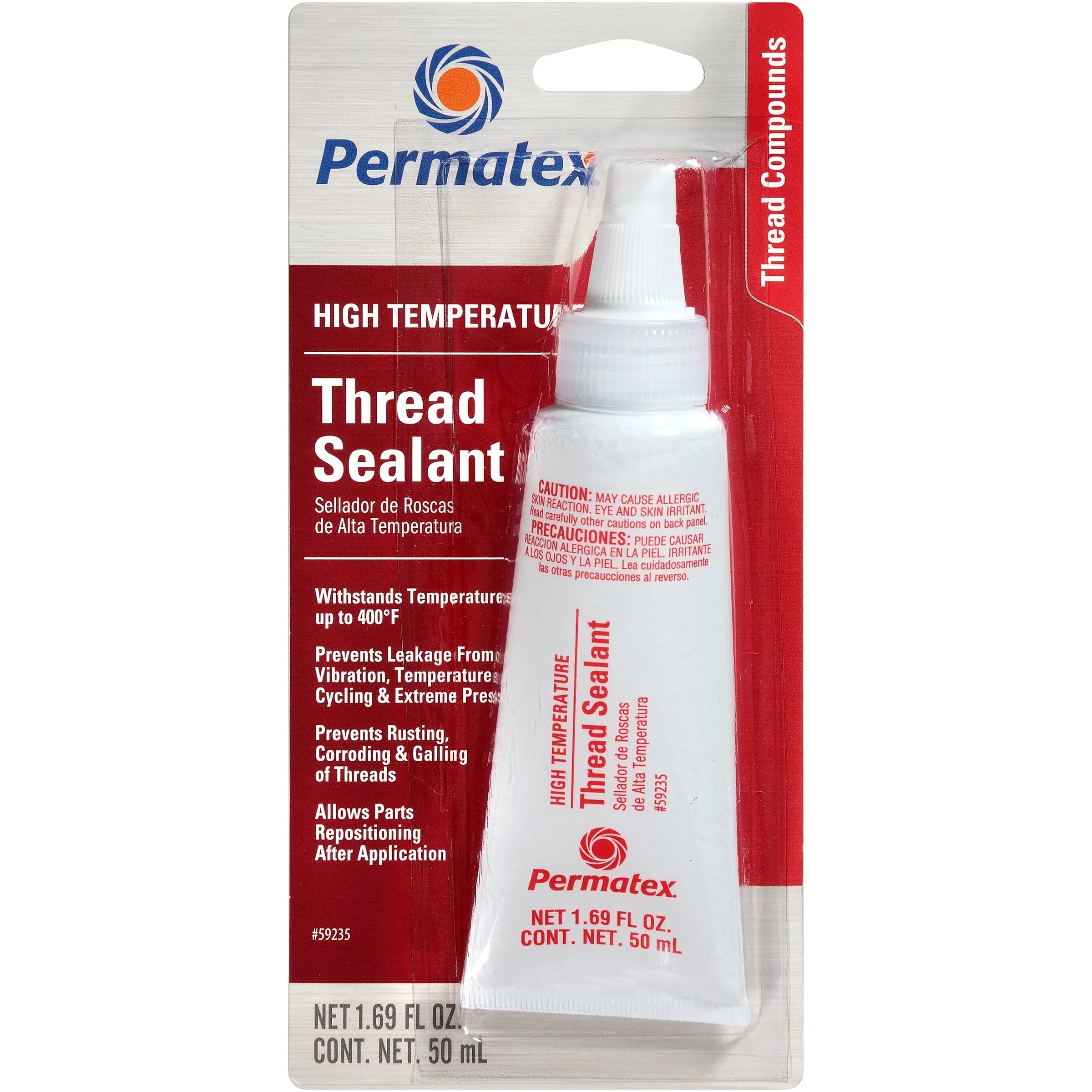 Permatex High Temperature Thread Sealant 50ml (156ml Total) | Resists Leakage & Vibration - main product image
