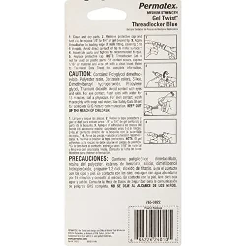 Permatex Blue Threadlocker Gel 10 g | Medium Strength, Vibration-Resistant, Removable thumbnail 2