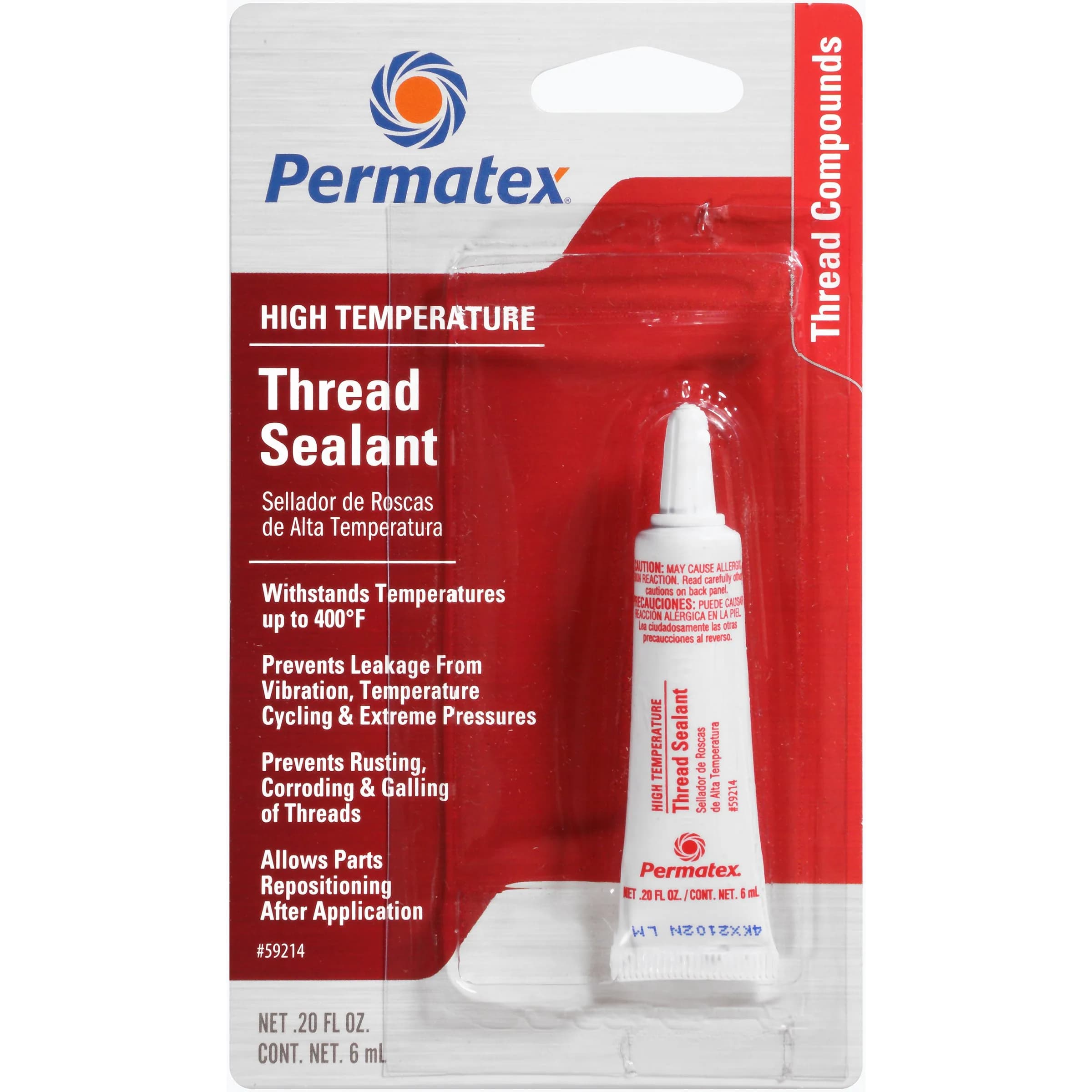 Permatex High Temperature Thread Sealant 6ml (0.2 Fl Oz) | Pack of 12 | Resists Leakage & Vibration — Pack of 12