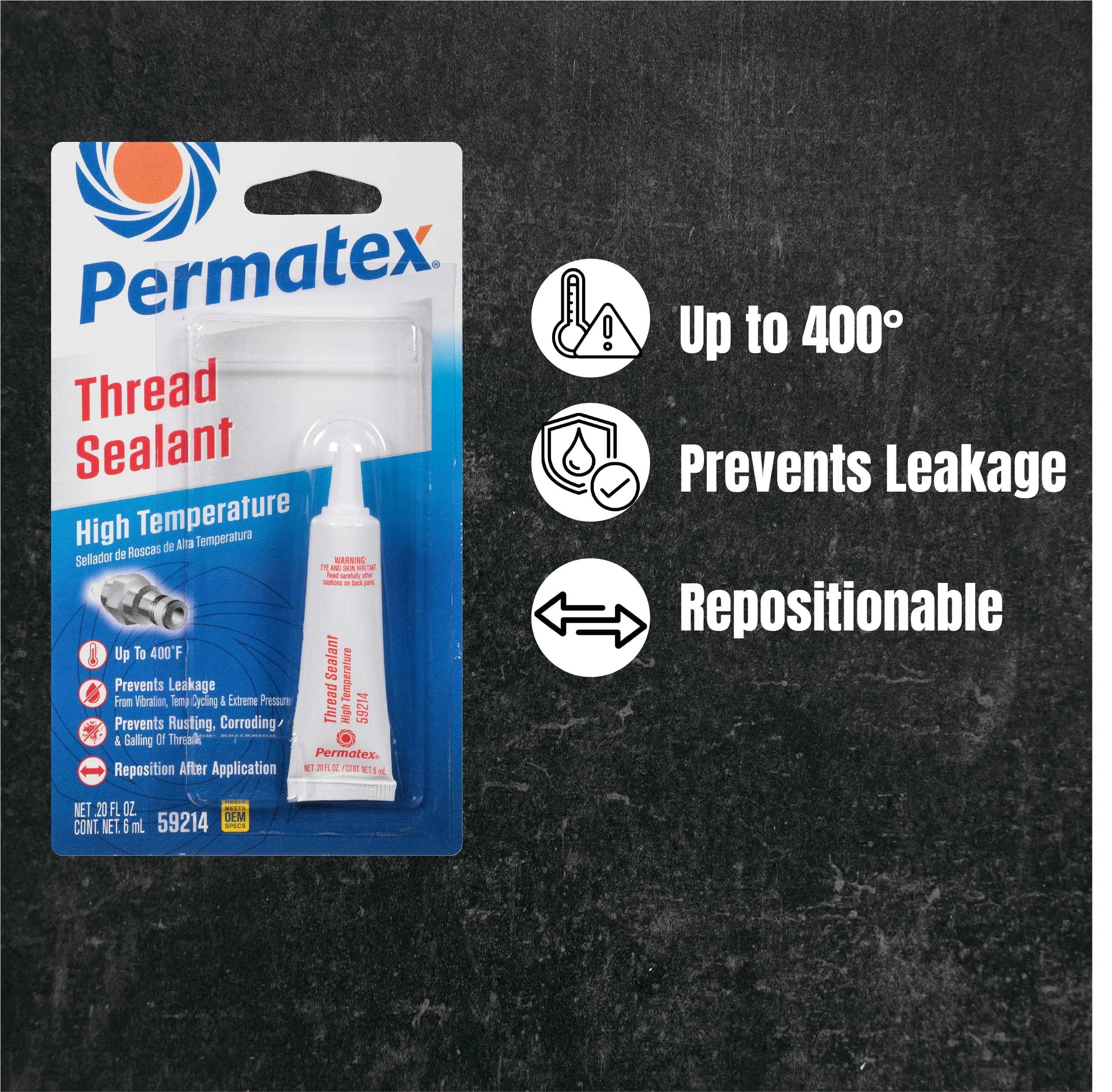 Permatex Thread Sealant with PTFE 1 oz. (Pack of 12) | Seals & Resists Pressure in Air, Oil, Diesel Fuel & Hydraulic Systems - view 2