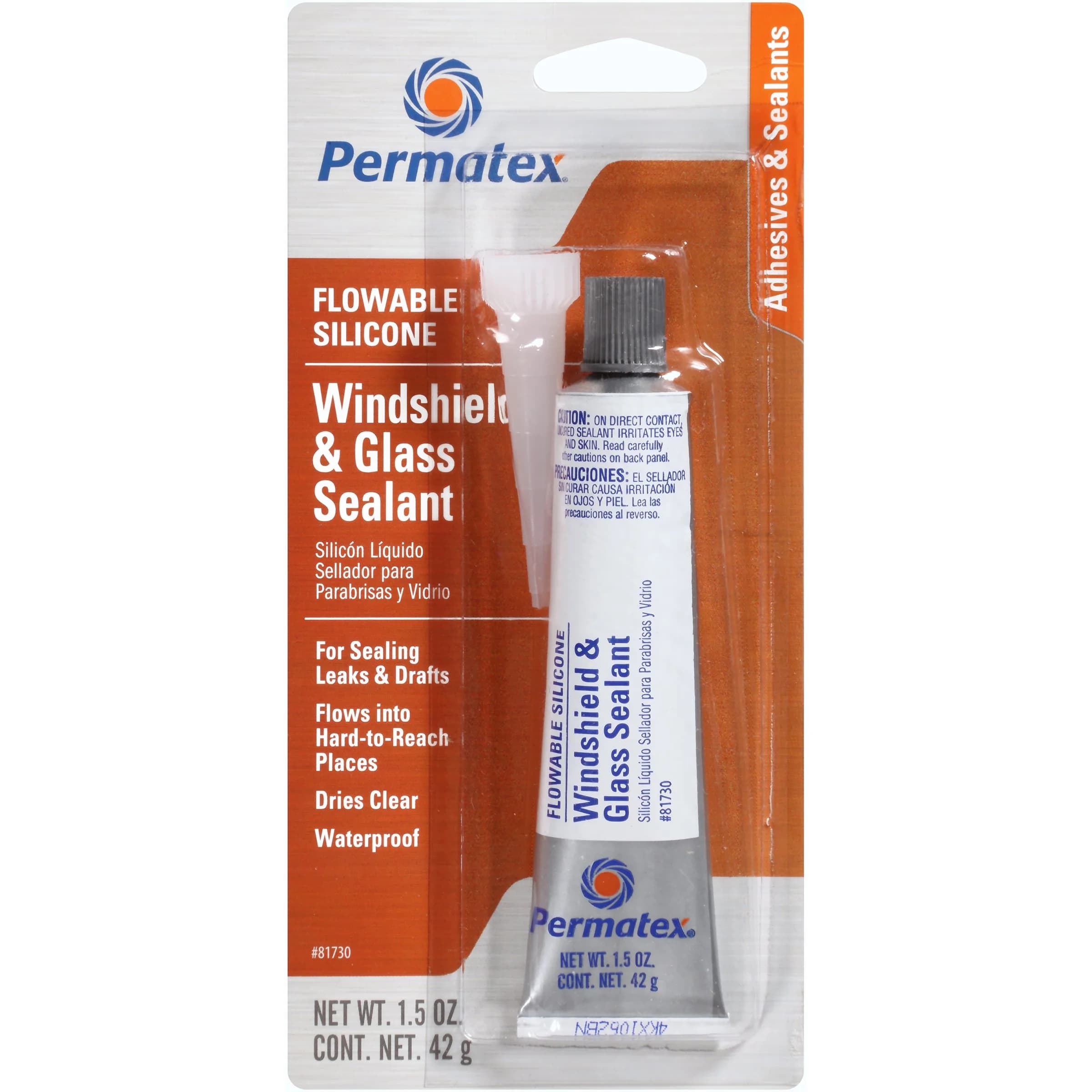 Permatex Flowable Silicone Windshield and Glass Sealer 18 fl oz (Pack of 12) | Seals Leaks in Hard-to-Reach Areas - main product image