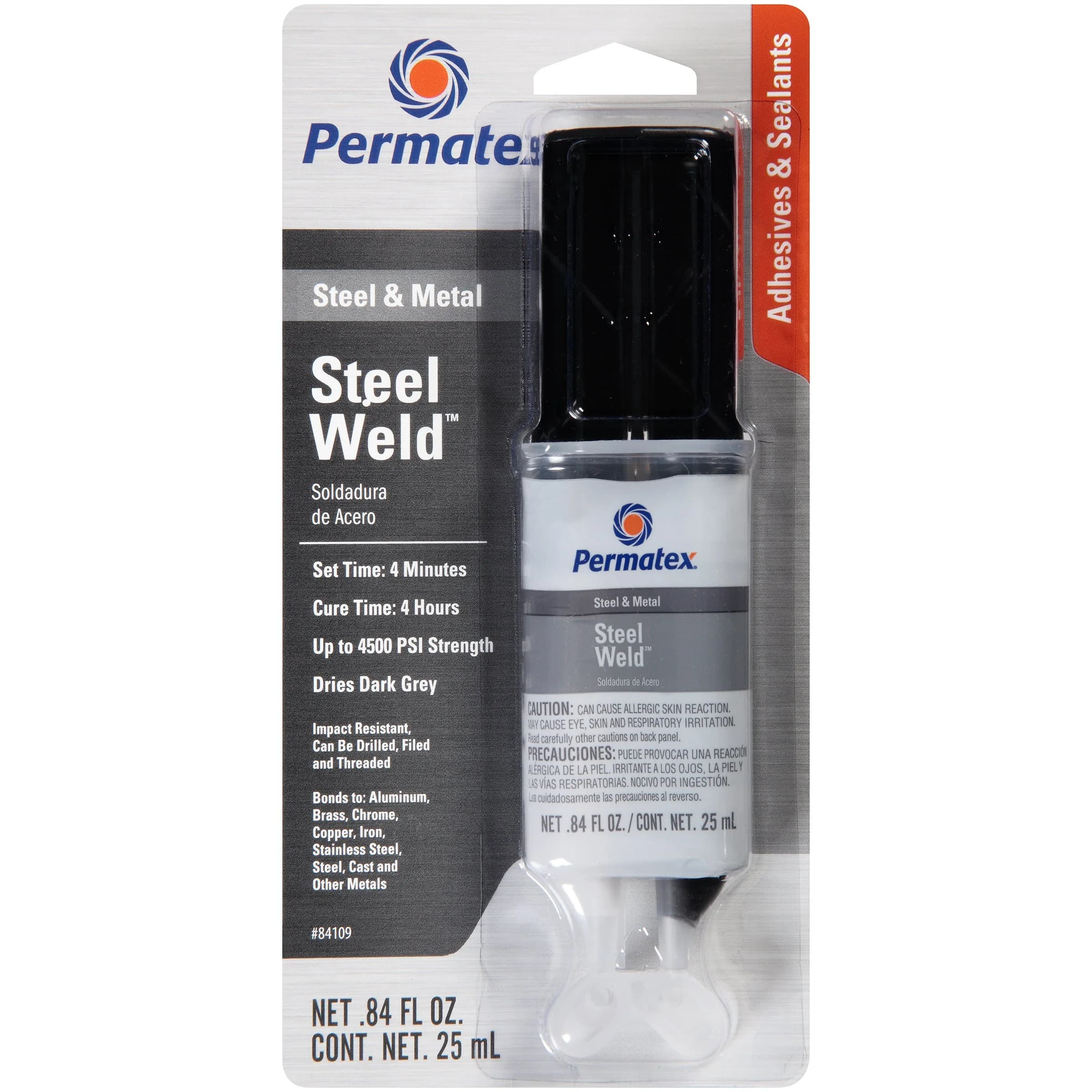 Permatex PermaPoxy 4 Minute Multi-Metal Epoxy 25ml (0.84 Fl Oz) | Bonds Metals in 4 Minutes - main product image