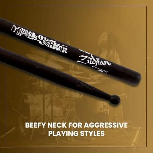 Zildjian Travis Barker Black Artist Series Drumsticks 41.6 cm (16.38 in) | Designed for Aggressive Playing thumbnail 8
