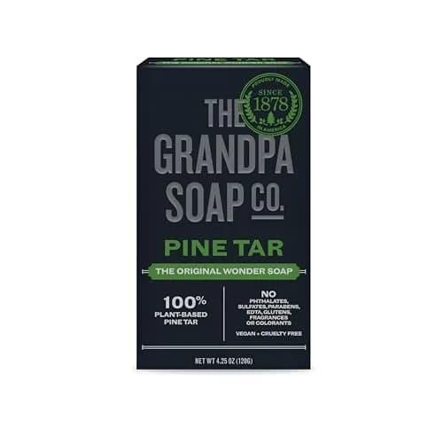 Grandpa's Pine Tar Soap 4.25 oz (120.5 g) | Natural Vegetable-Based Cleanser for Skin Irritations thumbnail 1
