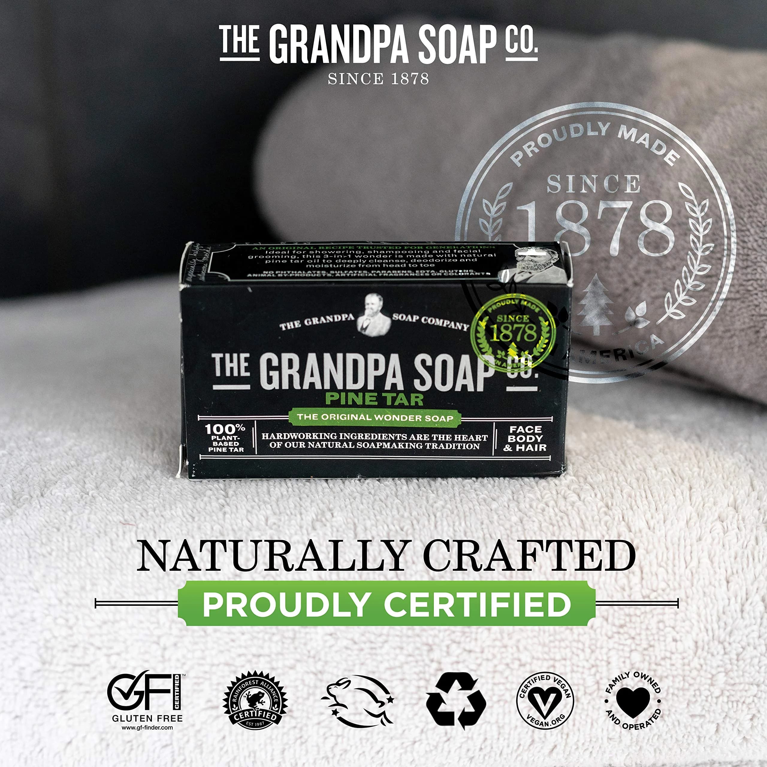 Grandpa's Pine Tar Soap 4.25 oz (120.5 g) | Natural Vegetable-Based Cleanser for Skin Irritations - view 5