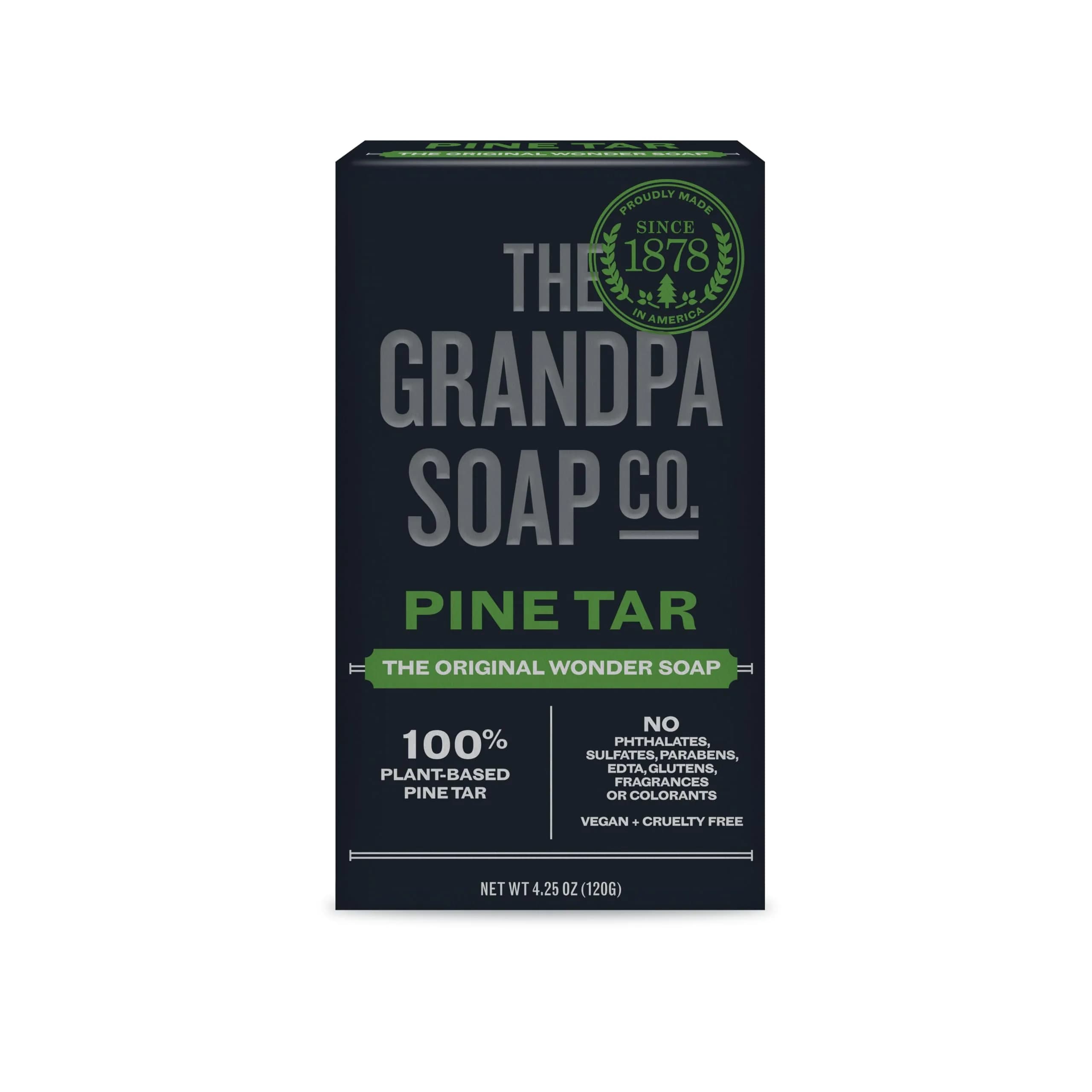 Grandpa's Pine Tar Bar Soap for Men 340g (12 oz) | 3-in-1 Cleanser, Deodorizer, Moisturizer for Sensitive Skin — 4.25 Ounce