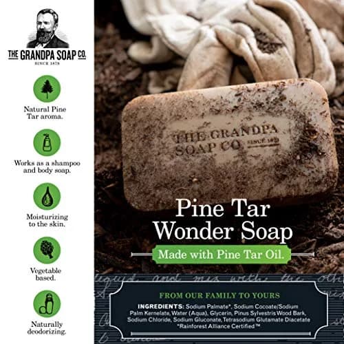 Grandpa's Pine Tar Soap 4.25 oz (120.5 g) | Natural Vegetable-Based Cleanser for Skin Irritations thumbnail 2