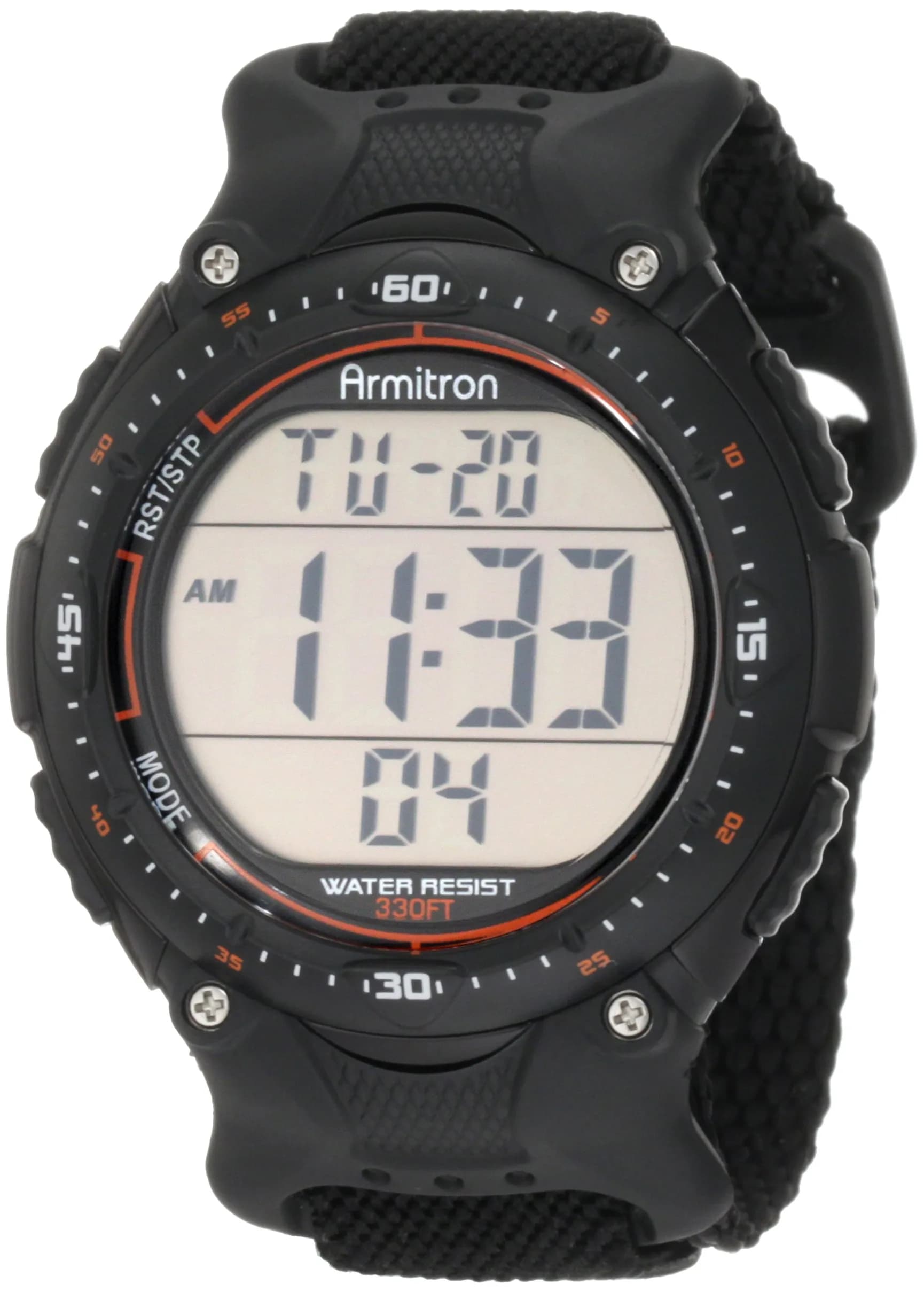 Armitron Sport Men's 408159BLK Chronograph Watch | Digital Display, Water-Resistant 100M — Black