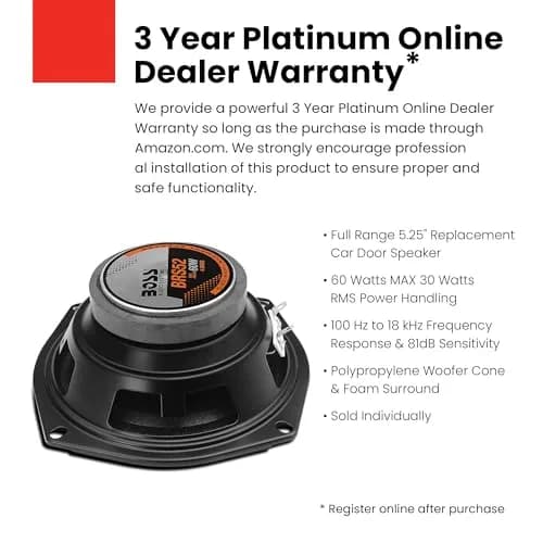 BOSS Audio Systems BRS52 5.25 Inch 60W Coaxial Car Speaker | 4 Ohm Impedance thumbnail 2