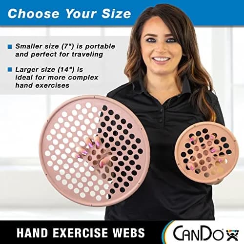 CanDo Hand Exercise Webs for Physical Therapy, Grip Strengthening, and Hand, Finger, Wrist Resistance Workouts, Portable Size, Latex Free, 14" Diameter (XX-Light) thumbnail 2