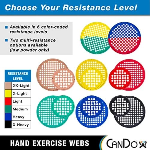 CanDo Hand Exercise Webs for Physical Therapy, Grip Strengthening, and Hand, Finger, Wrist Resistance Workouts, Portable Size, Latex Free, 14" Diameter (XX-Light) thumbnail 3