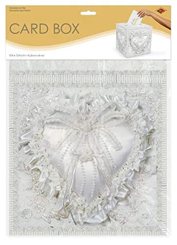 Beistle White Paper Card Box for Weddings & Anniversaries | 30.48cm x 30.48cm (12" x 12") thumbnail 4