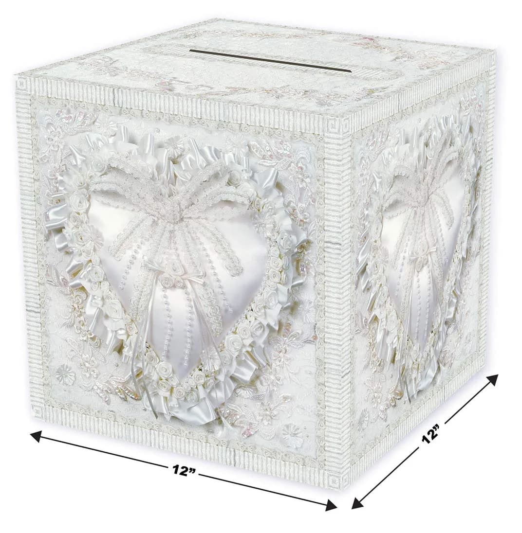 Beistle White Paper Card Box for Weddings & Anniversaries | 30.48cm x 30.48cm (12" x 12") - view 2